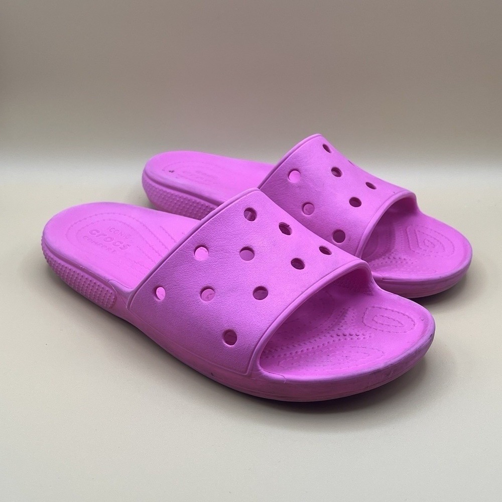 Crocs Classic Foam Cushion Pink Slides Sandals - Women's Size‎ 9 USED